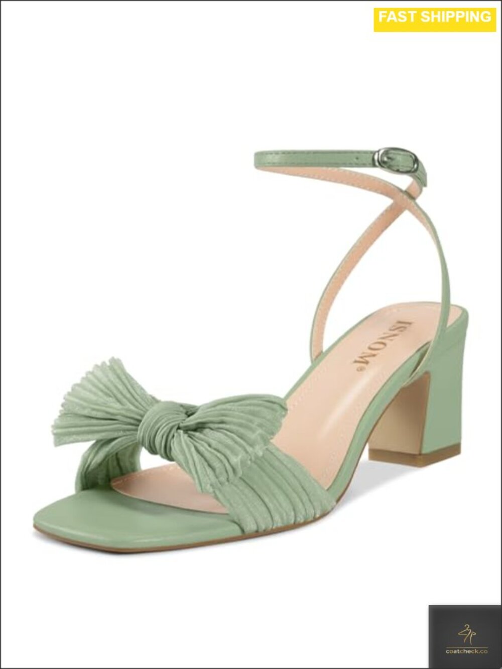 Women's Bow Knot Heeled Sandals Square Toe Ankle Strap Dress Shoes